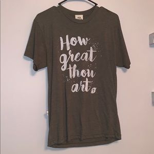 size small, green “how great thou art” t-shirt.